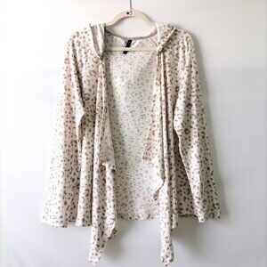 Jaclyn Intimates Womens Super Soft Cheetah Print Hooded Open Cardigan Size L